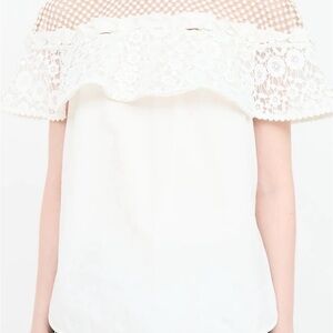 Self-Portrait White Lace Overlay Women's Top